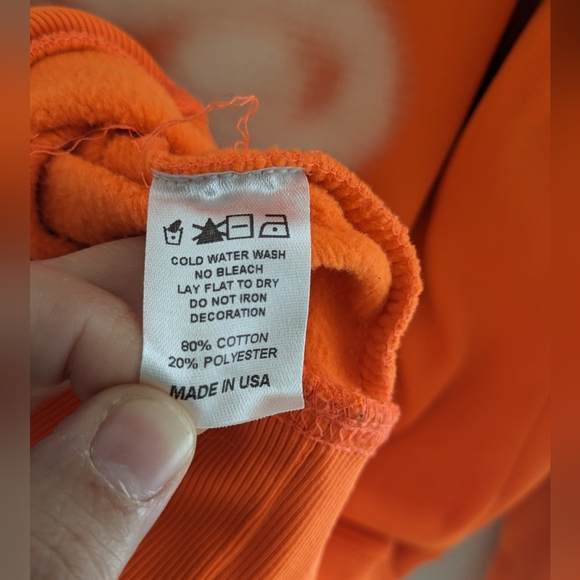 Lonely Ghost Neon Orange Cotton Hoodie Double Sided Size M - Picture 3 of 5